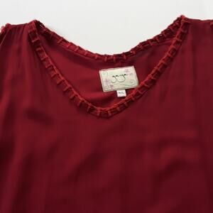 Womens Sz L Burgundy Boxy Oversized Coverup Beachy Swim Caftan Style Top